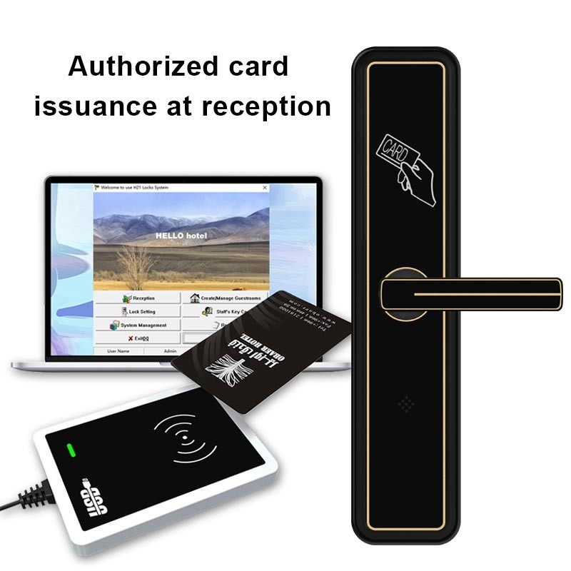 হোটেল স্মার্ট RFID কার্ড সোয়াইপ ডোর লক T5557 / M1 কার্ড কী লক সিস্টেম