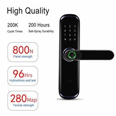 বায়োমেট্রিক ফিঙ্গারপ্রিন্ট কীপ্যাড চাবিহীন দরজা লক স্মার্ট হোম Tuya APP ওয়াইফাই